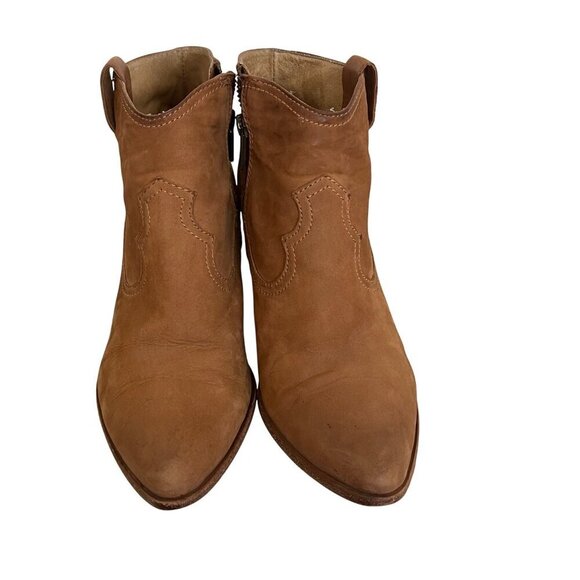 Frye Womens Boots Size 8.5 Tan Reina Ankle Block Heel Western Leather - Picture 3 of 8